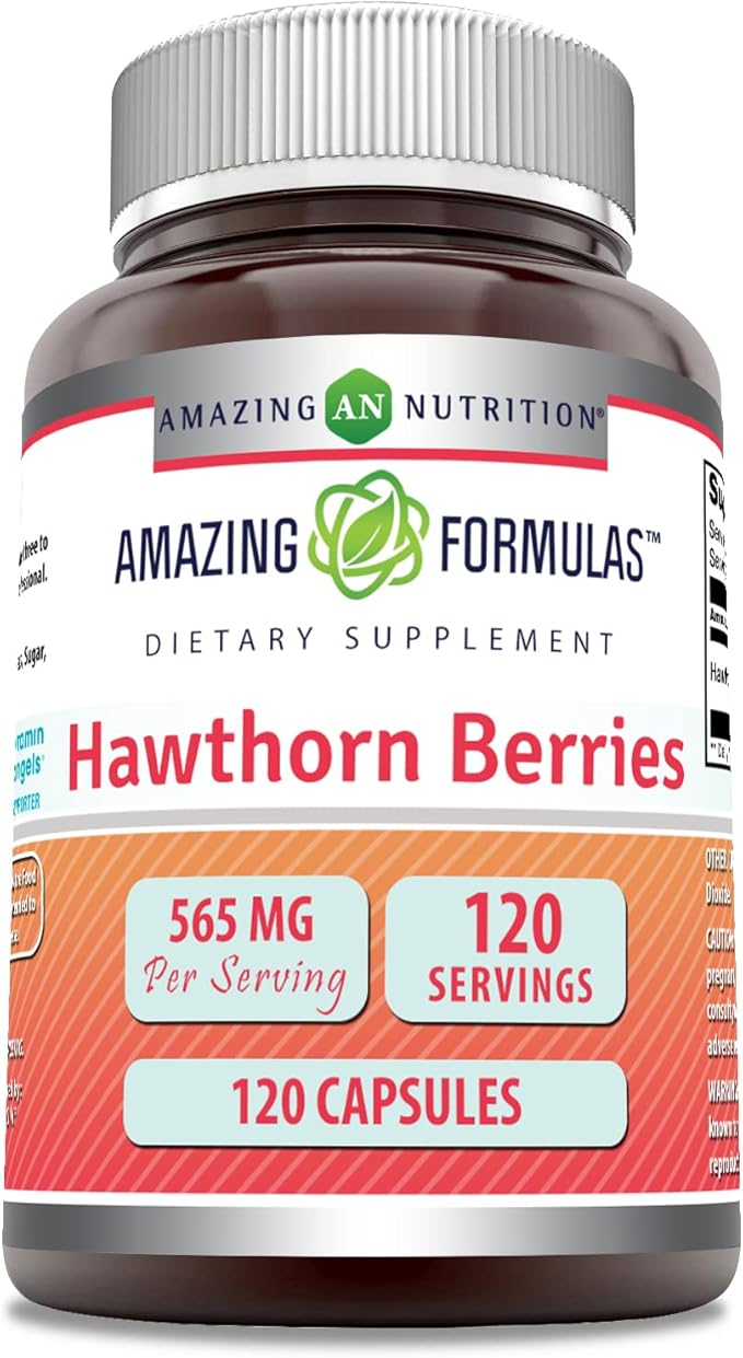 Amazing Formulas Hawthorn Berries Supplement | 565 Mg Per Serving | 120 Capsules | Non-GMO | Gluten Free | Made in USA