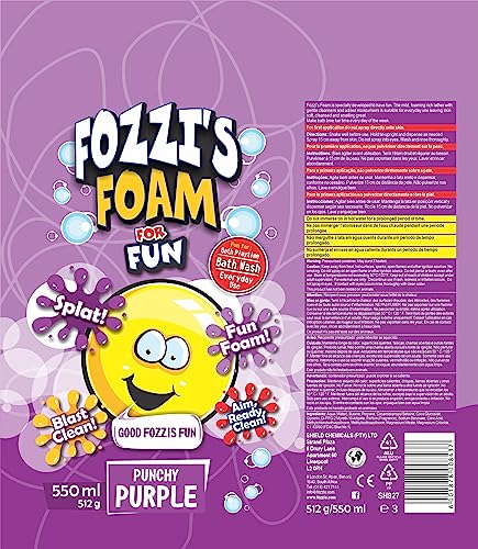 FOZZI'S New Foam Soap Aerosol for Kids,Punchy Purple (Grape),Yippie Yellow (Tropical), Oustanding Orange (Citrus) 11.04 oz Pack of 3