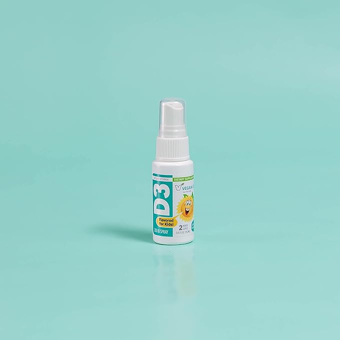 Vegan Life Nutrition - Vitamin D3 Spray for Kids - Orange-Flavored, Gluten-Free, Non-GMO, Supports Bone Health and Immune System - 0.65 Fl Ounce