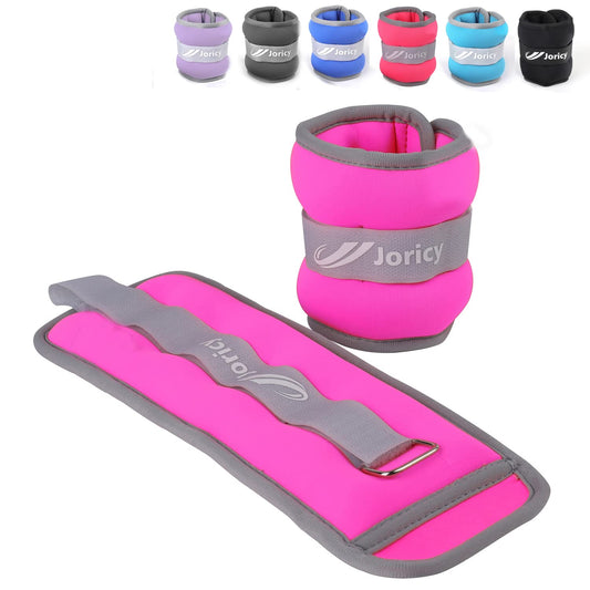 Ankle Weights, 1kg 1 Pair Wrist Leg Arm Weights for Women Men Kids Child with Adjustable Straps, Strength Weighted for Jogging, Running, Walking, Fitness, Gym Workout - Rose Red