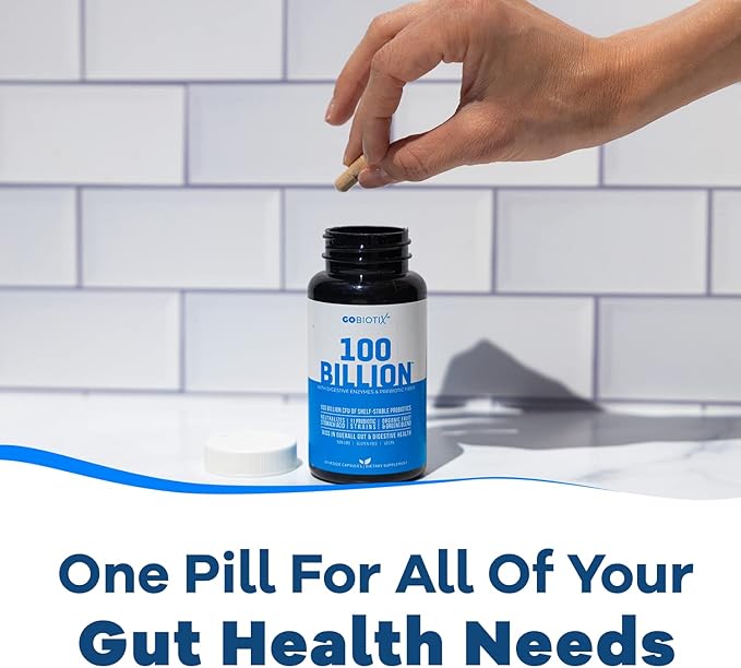 GOBIOTIX 100 Billion - Digestive Enzymes Supplement - Probiotics Multivitamin - Prebiotic Fiber Blend - 100 Billion CFU - Organic Fruit and Greens Blend - Vegan, Non GMO - 30 Capsules