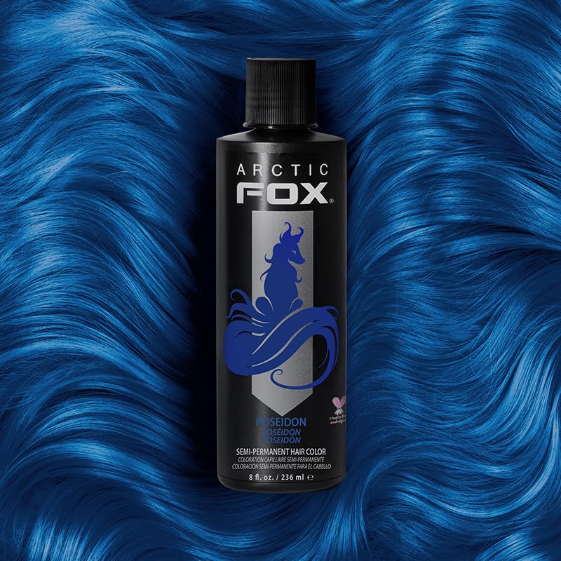 ARCTIC FOX Vegan and Cruelty-Free Semi-Permanent Hair Color Dye (8 Fl Oz, POSEIDON)