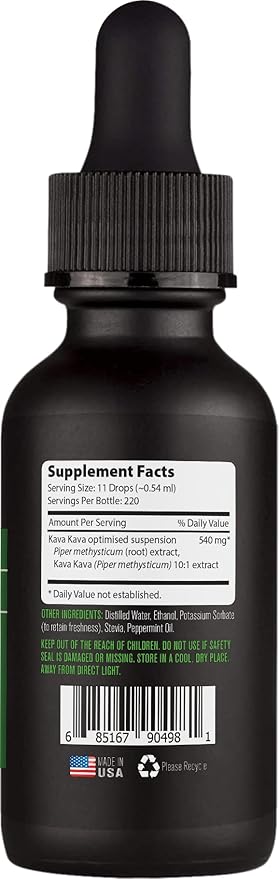 Kava Kava Root Extract With Active Kavalactones 540mg, 220 Servings, Cruelty-Free, Easy-to-Consume Liquid Drops, Quick Absorption, GMP-Certified, Third-Party Tested, Non-GMO, Made in USA