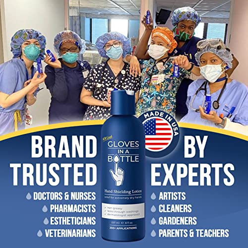 Gloves In A Bottle Non Greasy Healthcare Workers Hand Creams – Hand Cream for Nurses – Silicone Glove Cream – Water Resistant Dry Cracked Hands Treatment – Relief for Eczema – 2 oz & 8 oz with Pump