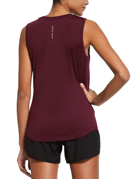 BALEAF Women's Workout Tank Tops Sleeveless Exercise Tennis Running Shirts Activewear Fitness Gym Tops Red XS