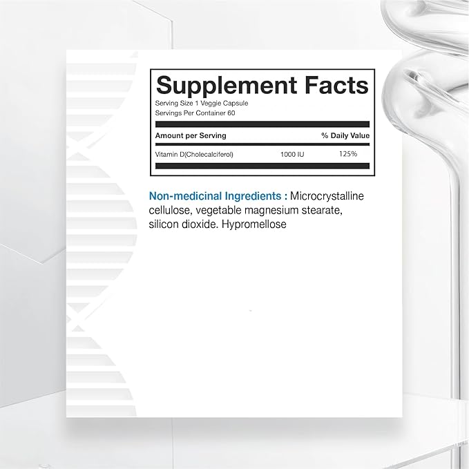 Naturals Vitamin D3 1000 IU, for Healthy Bones and Teeth, Maintenance of Good Health, 60 Vitamin D3 Capsules Helps Prevent Vitamin D Deficiency - Non-GMO, Gluten and Diary Free