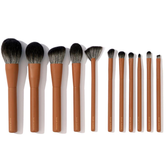 Makeup Brush Set- Brush Bubble Full Set Makeup Brushes For Liquid Foundation, Powders, Creams And Shadows. 11 Piece Vegan, Silve