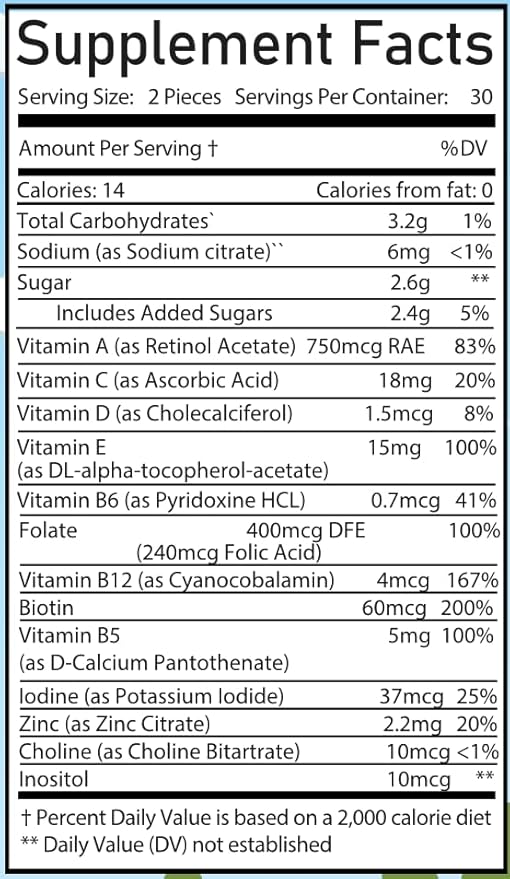 Men's Multivitamin Pectin Gummies: Empowering Your Health with 200% Biotin, Folate 100%, Vitamin A, B12, C, D, E, 100% Daily Intake (60 Count)