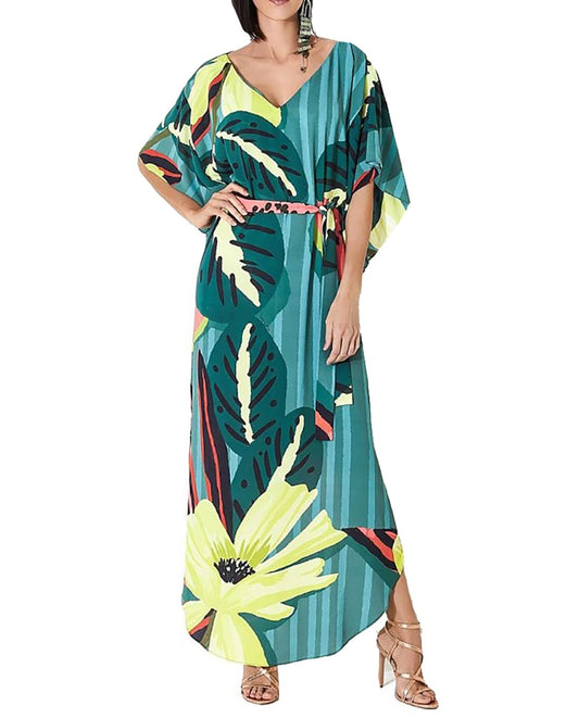 MEILING Women's Kaftan Nightgown Long Caftans Beach Maxi Dress Bikini Swimsuit Bathing Suit Cover Up Swimwear (Print T)