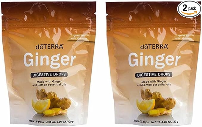 doTERRA Ginger Throat Digestive Drops 30 Count Bag (2 Pack)