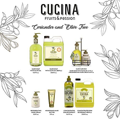 Fruits & Passion [Cucina] - Coriander & Olive Tree Scented Hand Cream for Dry Cracked Skin, Hand Cream for Dry and Anti Aging Olive Oil Natural Hand Cream (5.07 fl oz)