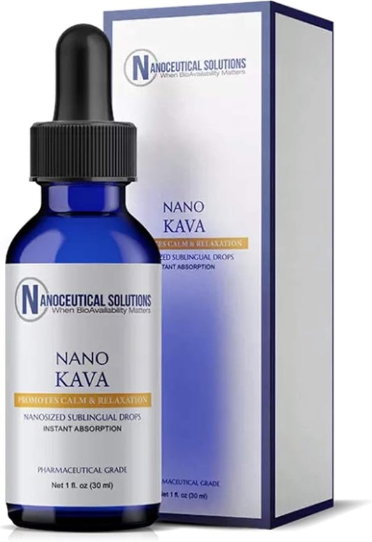 Nano KAVA KAVA - Nootropic Natural Organic Herbal Liquid Drops, Noble Kava Root Tincture, Instantly Absorbed, High Potency, Stress Relief, Mood & Immune Support, 30 Servings