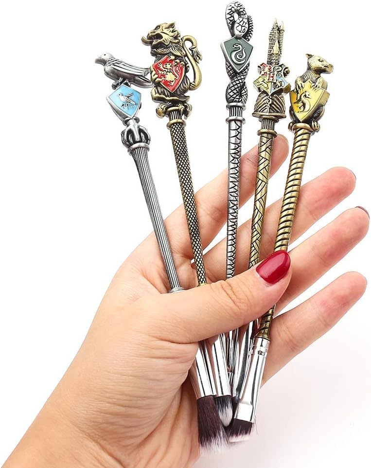 【2 Color Options】 Gifts Potter Metal Makeup Brushes Set Gifts Wi-zard Wand Makeup Brushes Set for Women Magic Eye Shadow Eyeliner Blending Lip Brush - Brushes Holder Pot Not Included