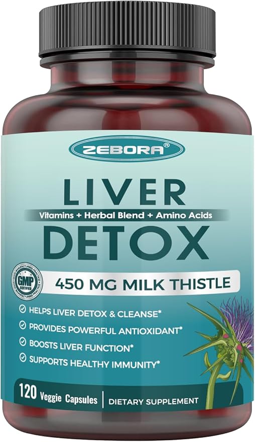 Milk Thistle Supplement for Liver Cleanse Detox & Repair, Liver Supplement with 450 mg Milk Thistle Extract (80% Silymarin) for Liver Support and Health, GMO-Free, 120 Veggie Capsules (60 Day-Supply)