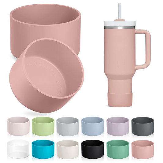 KTKUDY 2-Pack Silicone Boot for Stanley Tumbler 40 30 20 oz & Intended for Hydro Flask 12-24 oz - Cup Boot fit Select Yeti, Simple Modern, Owala Water Bottle - Bottom Cover Accessories Fit Stanley Cup