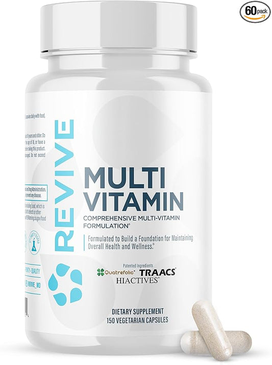 Revive MD Multi-Vitamin Supplement for Men & Women - Comprehensive Multivitamin Supports Energy, Immunity & Overall Health with Essential Vitamins, NAC, Zinc, Magnesium & More - 60 Capsules