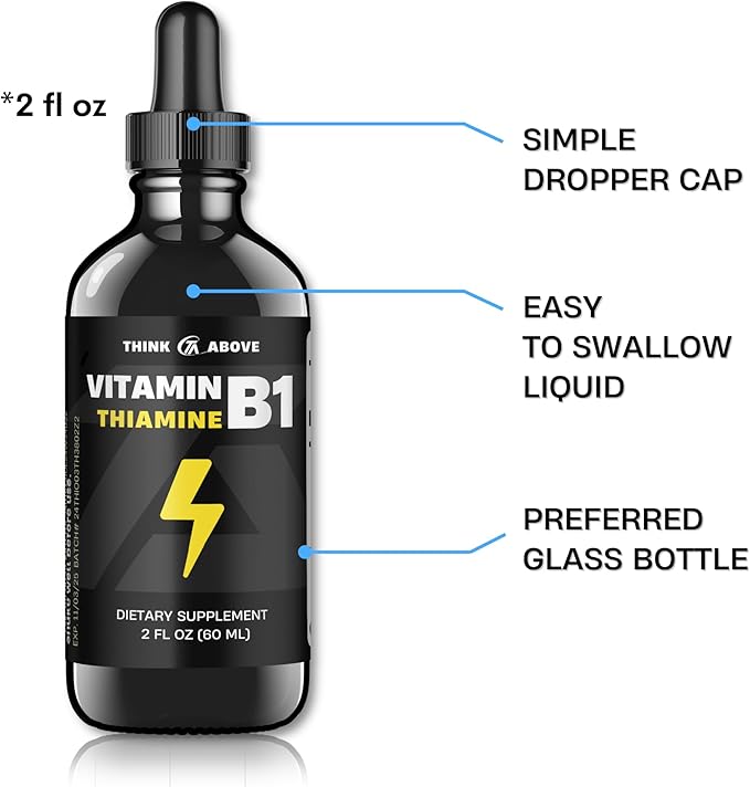 Vitamin B1 Thiamine Mononitrate - Liquid Drops Supplement (2 FL OZ)