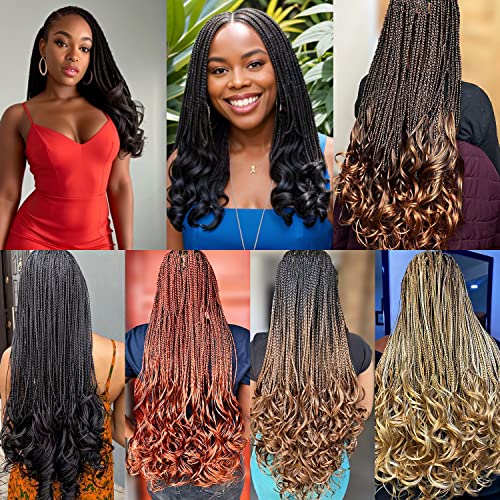 Crochet Hair for Women 10 Inch Crochet Braids Box Braids French Curl Braiding Hair Pre Looped Crochet Hair Short French Curl Crochet Braids with Curly Ends Extensions Braids (1B)