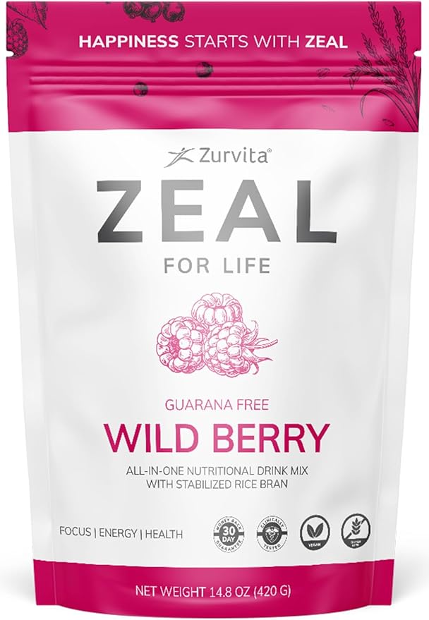 Zurvita - Zeal for Life 30-Day Wellness Bag - Wild Berry (Guarana Free) - Nutritional Supplement for Vitality, Immunity, and Wellness - 420 Grams