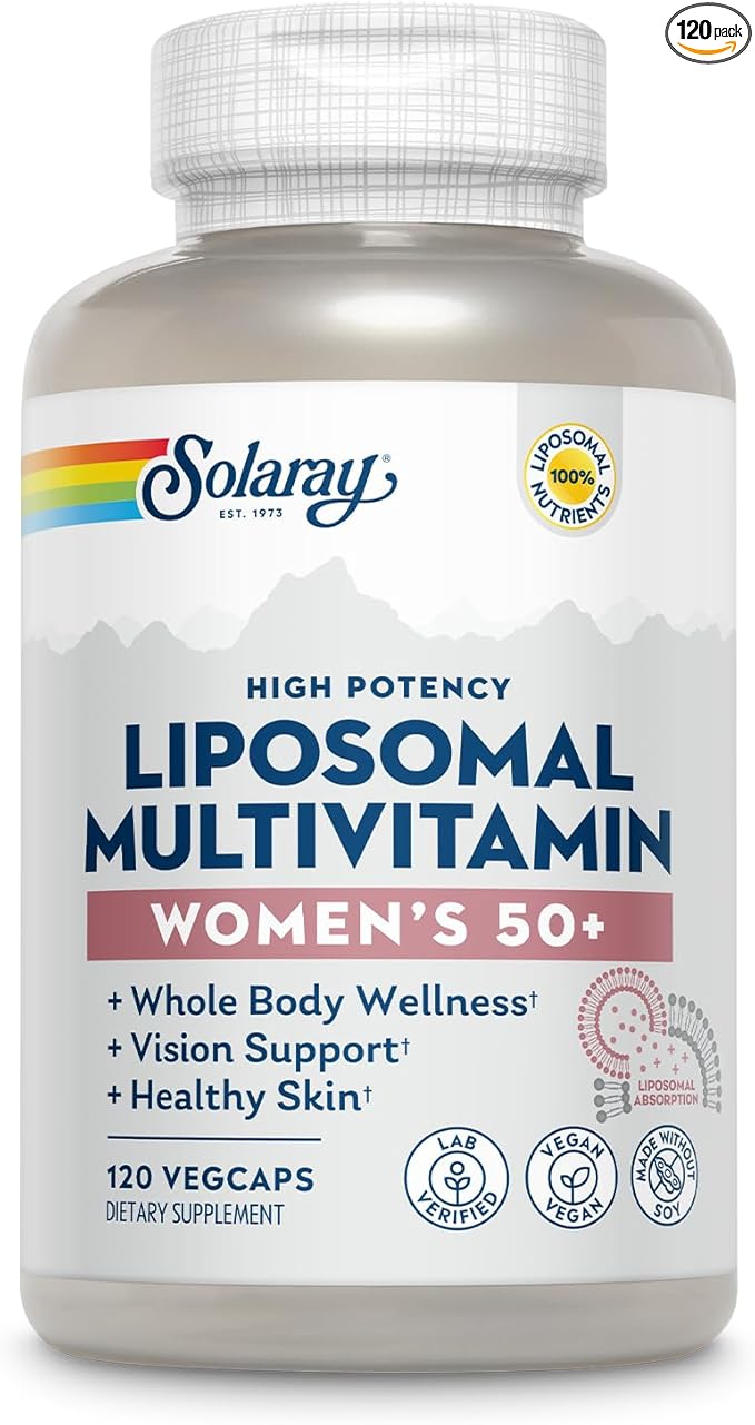 SOLARAY Liposomal Multivitamin for Women 50 Plus, Enhanced Absorption with Iron, Vitamin D, Vitamin C, B12, Biotin & More, Immune Support & Bone Health, Vegan, 60 Servings, 120 VegCaps