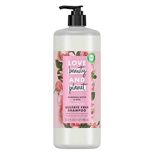 Love Beauty and Planet Blooming Color Sulfate-Free Shampoo Murumuru Butter & Rose, for Color Treated Hair Vegan, Paraben-free, Silicone-free, Cruelty-free 32.3 oz