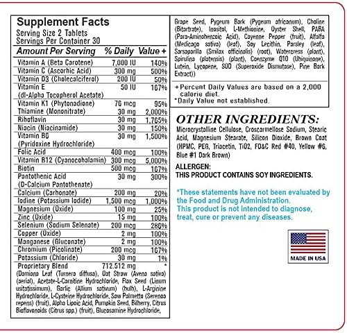 Men's Vitality Complex (Advanced Multivitamin and Mineral Supplement for Men. Supports Energy and Vitality), GMP, Natural Product Assn Certified, Made in USA - 60 Tablets