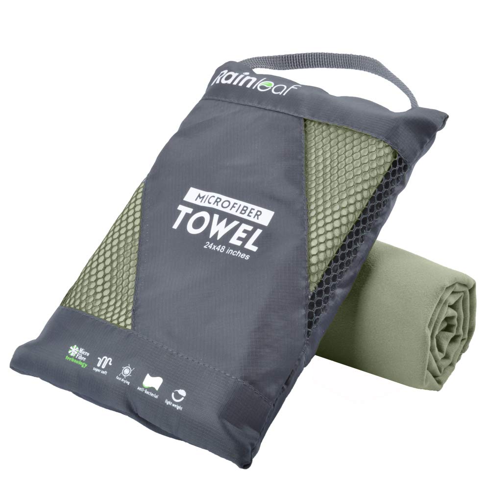 Rainleaf Microfiber Towel,Army Green,16 X 32 Inches