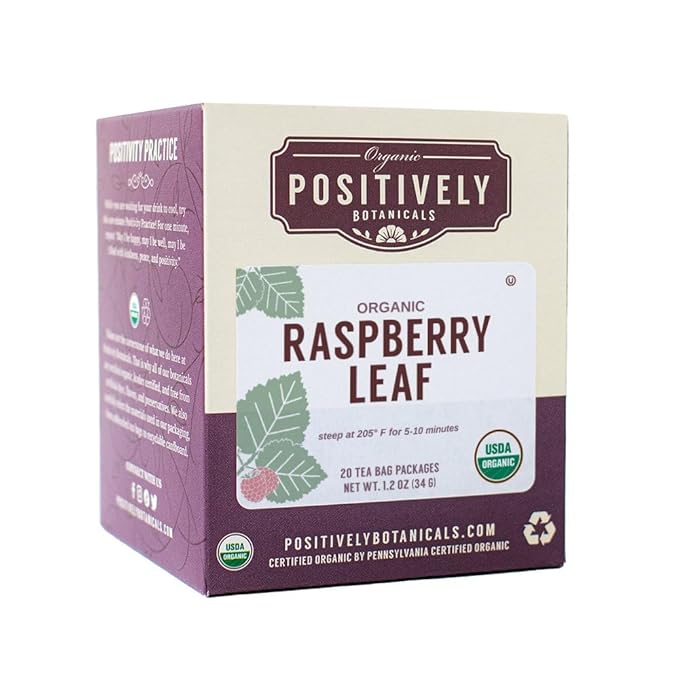 Organic Positively Botanicals Company, Raspberry Leaf Herbal Tea Bags, 20 Count