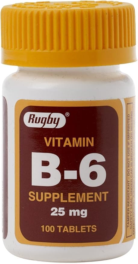 Vitamin B-6 25 mg, 100 Tablets, Watson Rugby