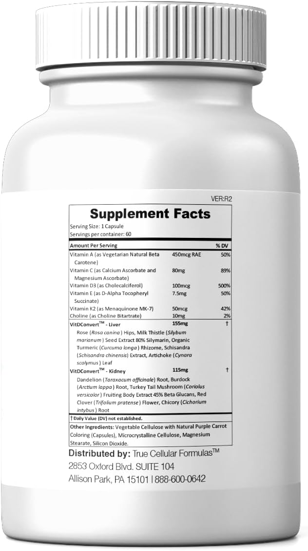 VITDRestore+™ - Vitamin D3 + K2 with Liver and Kidney Support | Soy Free, Non-GMO, Vegan, 30-Day Supply