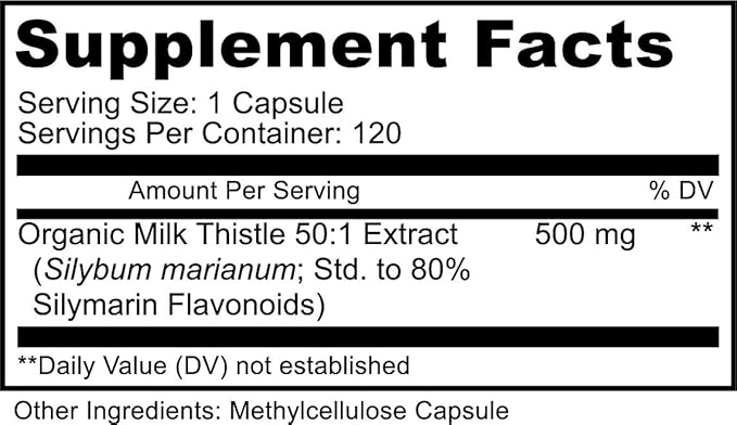 Milk Thistle Capsules- 25,000 MG Strength- 50X Concentrated Seed Extract & 80% Silymarin Standardized- 120 Vegan pills- Supports Healthy Liver Cleanse & Detoxification, Non-GMO- 4 Month Supply