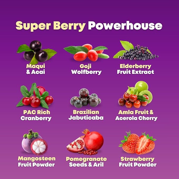 Organic Super Maqui Berry Capsules - Superfood Powder - Elderberry Extract, Cranberry, Pomegranate, Acai - Dry Eye & Tear Support, Gut Health, Skin - 60 Vegan Capsules, Non GMO, Gluten Free Supplement