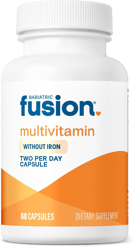 Bariatric Fusion Bariatric Multivitamin Without Iron | Post Bariatric Surgery Patients | Iron Free Bariatric Vitamin for Gastric Bypass and Sleeve Gastrectomy | 60 Capsules | 1 Month Supply