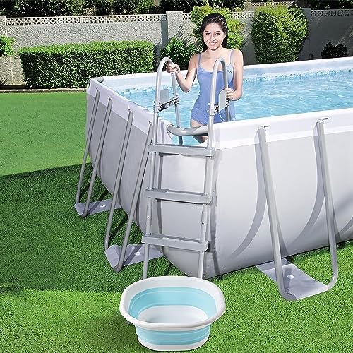 Portable Pool Foot Bath,Collapsible Pool Foot Wash Basin Tub,Foot Bath Basin for Above Ground Swimming Pools Accessories (Blue Baths)