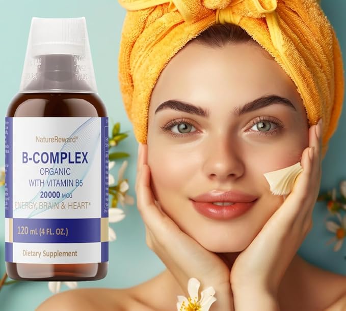 Organic Vitamin B-Complex B5 Pantothenic Acid | B12 Methylcobalamin | B1 Thiamine | B6 Pyridoxine | B7 Biotin | B9 Folic | B3 Niacinamide - B Complex Liquid Supplement, 4 fl oz