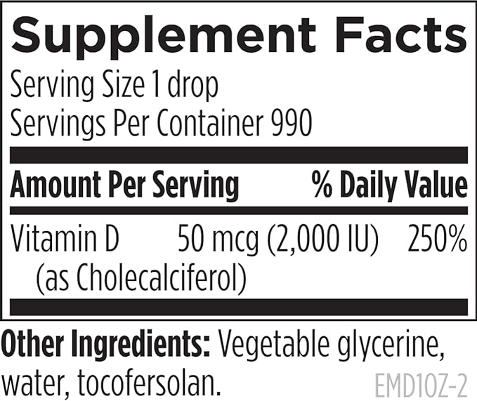 Designs for Health Hi-Po Emulsi Vitamin D Drops - Liquid Vitamin D 2000 IU, Highly Concentrated Vitamin D3 - Bone Health + Immune Support Supplement - 2000 IU Per Drop (1000 Servings / 1 Ounce)