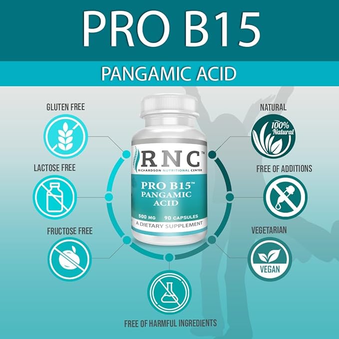 Supplements B15 Complete Extra Strength, Pangamic Acid, with TMG, DMG 500mg 90 VCapsules Supports Healthy Oxygen Energy Levels Vitamins