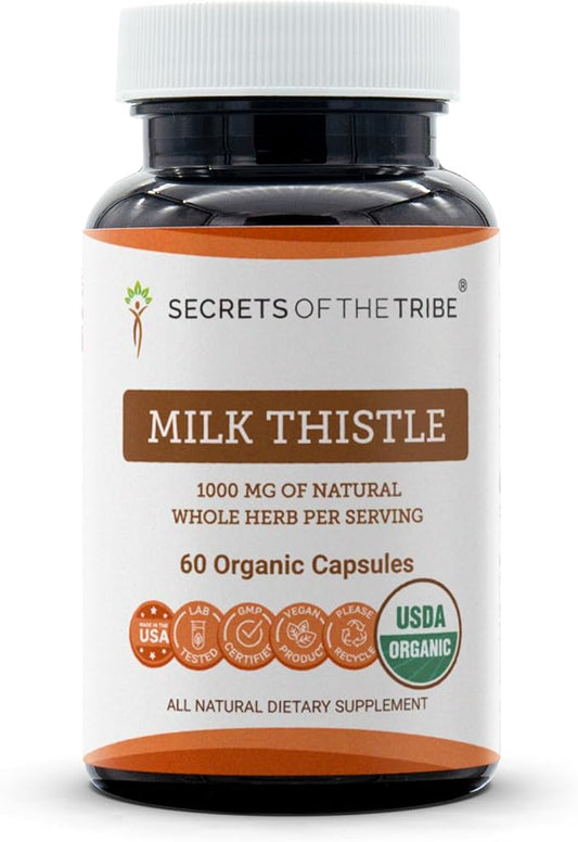 Milk Thistle USDA Organic 60 Capsules | High-Potency Herbal Organic Capsules | Made with Organic Vegetarian Capsules and Organic Milk Thistle (Silybum marianum) Dried Seed (60 Capsules)