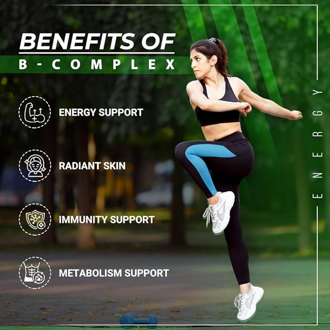 Plant Based B Complex Capsules Supplement | Methylated B Complex Vitamins | B Vitamins Promote Body Energy Support Healthy Digestive Health Immunity - 60 Tablet