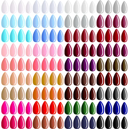 Maitys Almond Press on Nails 36 Colors 864 Pcs Press on Nails, Glossy Full Cover Fake Nails Colorful Artificial Nails for Women Girls Nail Salon Decorations