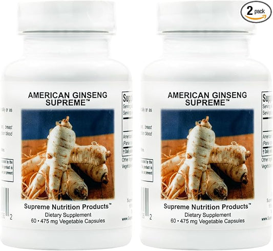 Supreme Nutrition American Ginseng Supreme, 60 Pure American Ginseng Root Vegetarian Capsules (60 Count (Pack of 2))