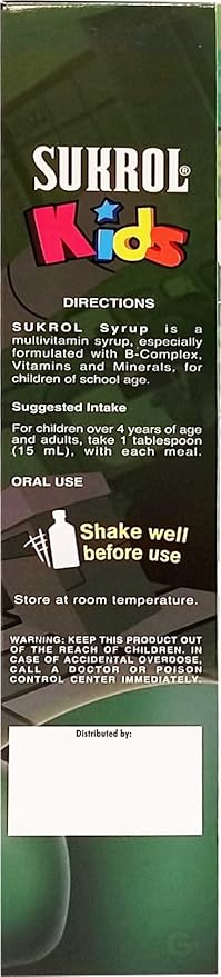 Sukrol Apple Syrup Dietary Supplement 8.11 oz fl - Suplemento Multivitaminico sabor a Manzana (Pack of 1)