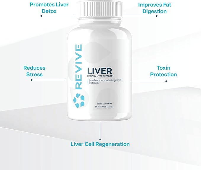 Revive MD Natural Liver Cleanse, Detox, & Repair Pills, Liver Health Support Formula - Milk Thistle Liver Defense Supplement - Inflammation Reducer & Promotes Healthy Liver Function - 120 Capsules