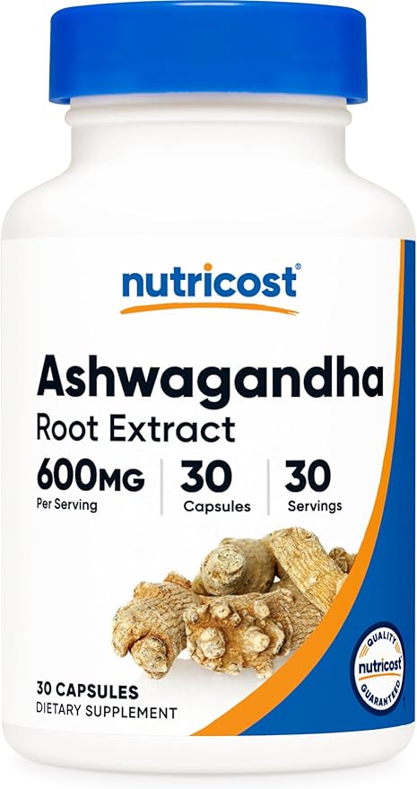 Nutricost Ashwagandha Root Extract Herbal Supplement 600mg, 30 Capsules - Vegetarian, GMO-Free, Gluten Free