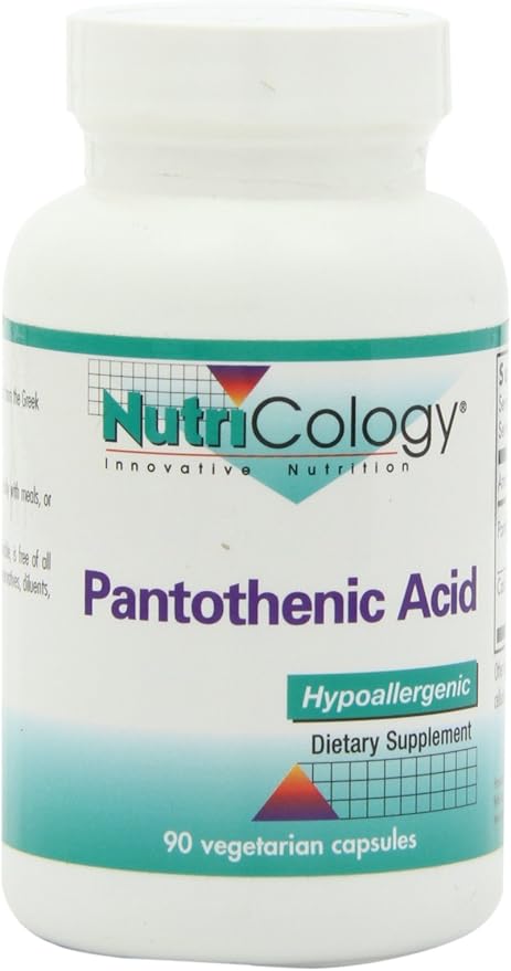 Nutricology Pantothenic Acid - Vitamin B5 for Men & Women, Calcium, 500mg Supplement, Pure, Organic, Vegetarian Capsules - 90 Count