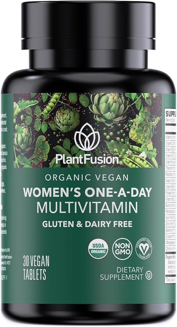 PlantFusion Organic Multivitamin for Women - One Daily Whole Food Blend Women's Multivitamin - Vegan, Non-GMO, Gluten Free & Dairy Free - 30 Tablets (1 Month Supply)