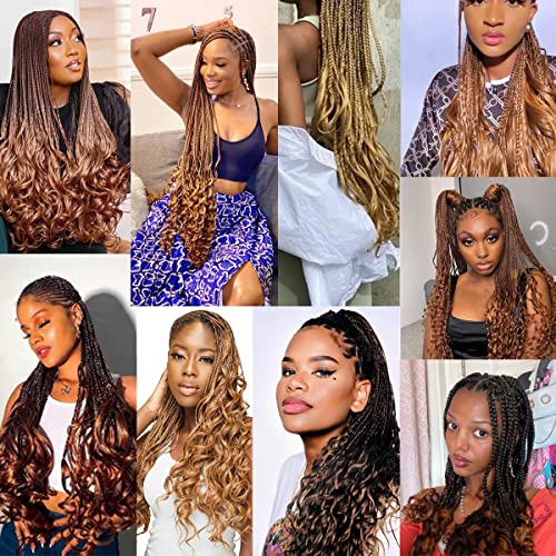 French Curly Braiding Hair 24Inch Loose Wavy 8 Packs #1B Black Bouncy Braiding Hair Extensions 75g/Pack Synthetic French Curl Crochet Hair Extensions（8packs,24Inch)