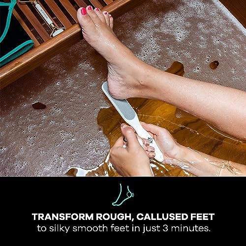 Dermasuri Callus Remover Foot Scrub - Exfoliating Feet Spray-on Formula and Reusable Deluxe Sole File - Dead Skin Remover, Callus Rasp, Scrubber, Peel & Soften Cracked Heels - Deluxe Pedicure Spa Kit