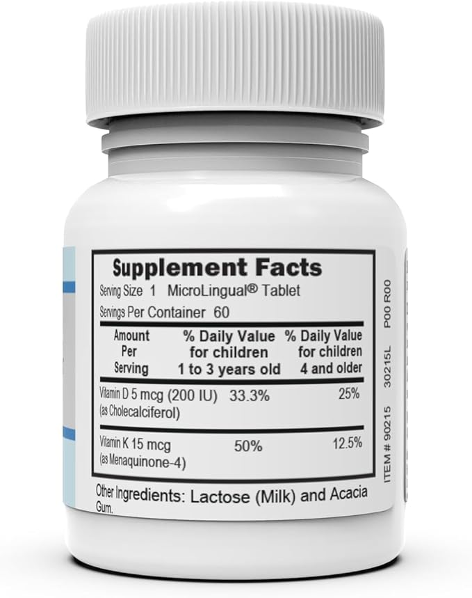 Superior Source Kid's D3 & K2 (MK-4) - Children's Multivitamin - Supports Immune System & Bone Health - Non-GMO, Preservative-Free & Dye-Free - 60 MicroLingual Instant-Dissolve Tablets