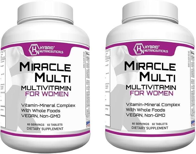 Hybrid Nutraceuticals MiracleMulti Women Multivitamin with Probiotics, Biotin, Folic Acid, Enzymes + Fruit & Vegetable Blend - Immune Support, Heart Health, Energy: 60 Servings (Non-GMO) (2)
